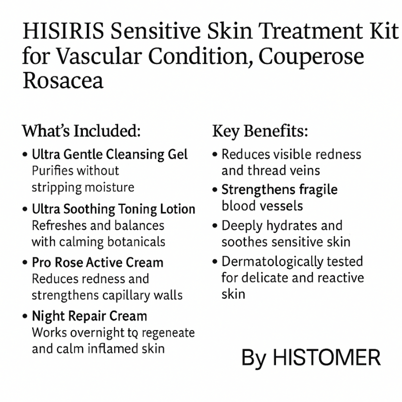 HISIRIS Sensitive Skin Treatment Kit – For Vascular Conditions, Couperose & Rosacea | By HISTOMER